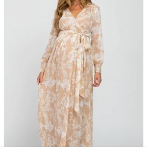 PinkBlush beige floral maternity dress